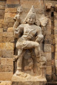 Stone statue of guardian Hindu deity in Gangai Konda Cholapuram Temple, Tamil Nadu, India