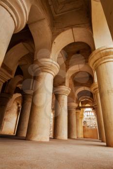 Columns in Thanjavur palace. Thanjavur, Tamil Nadu, India