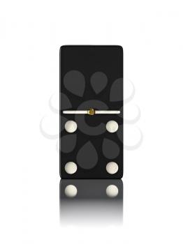 Domino game bone close up isolated on white