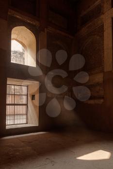 Ray of sun coming through window in Agra fort. Agra, Uttar Pradesh, India