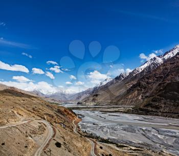 Travel Himalayas background - Spiti Valley in Himalayas. Himachal Pradesh, India