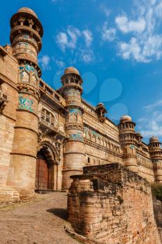 India tourist attraction - Mughal architecture - Gwalior fort. Gwalior, Madhya Pradesh, India