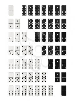Domino sets black and whie isolated on white background