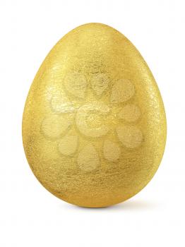 Golden Easter egg isolated on white background