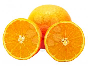 Fresh oranges isolated on white background.