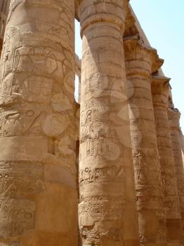 Ancient Egyptian Column in the Karnak temple with ancient images.