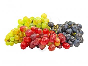 Different Varieties Grape Isolated On A White Background. 