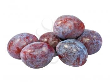 Ripe plums taken closeup isolated on white background.