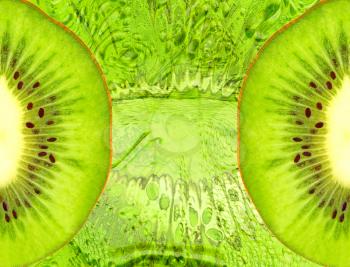 Food background with green kiwi slices.Digitally generated image.