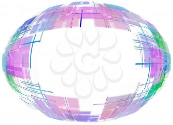 Multicolored abstract globe shape with empty space inside on white background.Digitally generated image.