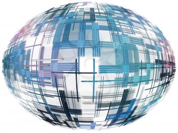 Azure abstract globe shape with checkered pattern on white background.Digitally generated image.