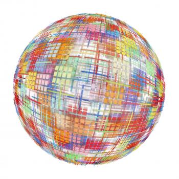 Multicolored abstract globe silhouette on white background.Digitally generated image.