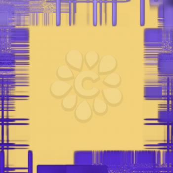 Abstract yellow background with purple checkered pattern as frame border.Digitally generated image.