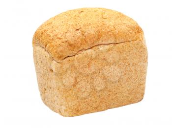 Rye and wheat flour bread coarse grinding and brick shape isolated on white background. 