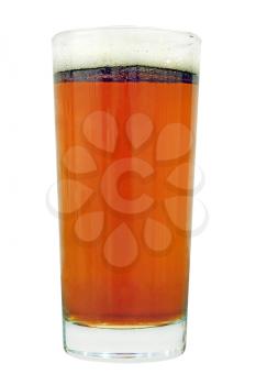 Beer glass taken closeup isolated on white background.