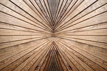 Symmetry and perspective  wooden pattern as abstract background.