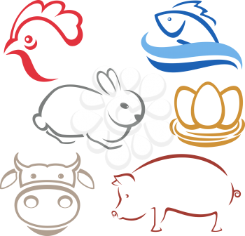 Farm animals silhouettes for logo
