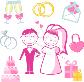 Vector set of wedding and love icons 