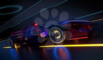 Race Car speeding along a futuristic tunnel. Race car with no brand name is designed and modelled by myself. 3D illustration