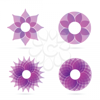 Logo vector design of a pink abstract flower logo set for spa, wellness and beauty