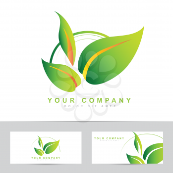 Logo vector design of green leafs for bio or ecological products