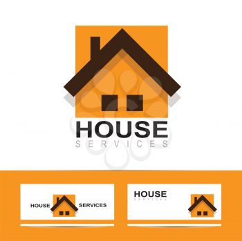 Colored vector template of a real estate orange logo icon