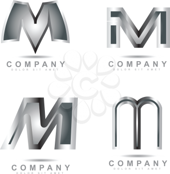Set of alphabet logo silver vector template of icon letters