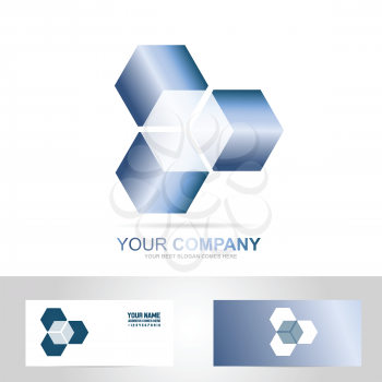 Vector company logo element template cube 3d technology blue corporate icon