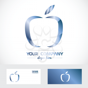 Vector company logo element template apple blue metal 3d abstract