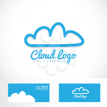 Vector logo element template of blue cloud for hosting storage business