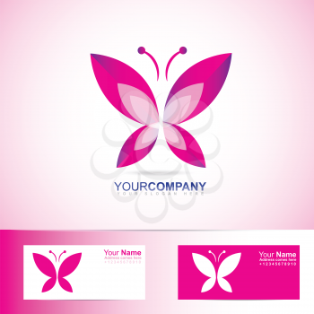 Vector company logo element template of abstract pink butterfly for spa, beauty products, wellness, relaxation
