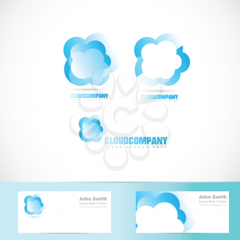 Vector logo template of blue cloud set for computing, networking, it, hosting, storage