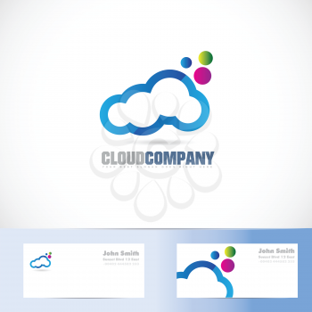 Vector logo template of cloud colors design for service, storage, computing, networking, it, hosting
