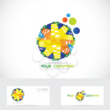 Vector company logo icon element template abstract globe logo colors