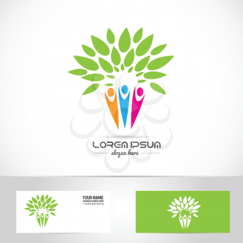 Vector company logo element template of family tree oarents children mother father kids concept unity harmony