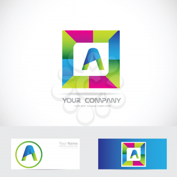 Vector company logo icon element template letter a alphabet colors square 3d