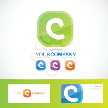 Vector company logo element template of alphabet green letter C button with colors variants