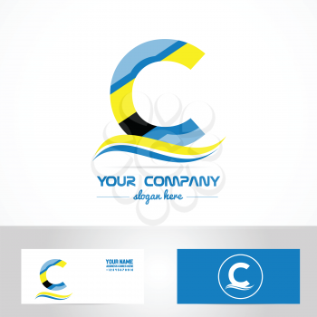 Vector company logo element template letter c blue yellow icon