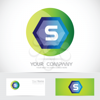 Vector company logo element template letter s green sphere blue icon