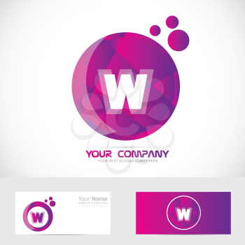 Vector company logo icon element template alphabet letter W pink purple circle games media it