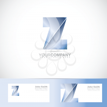 Vector logo template of alphabet letter Z 3d with business card
