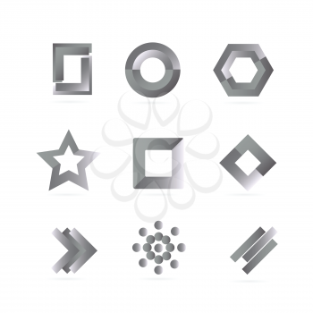 Vector company logo element template black and white grey icon elements set square circle star rhombus arrow bubble circle lines