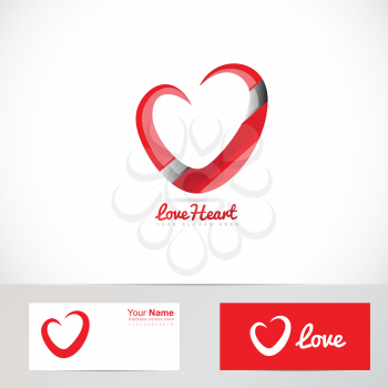 Vector company logo element template of read love heart shape 3d look for dating valentine's day