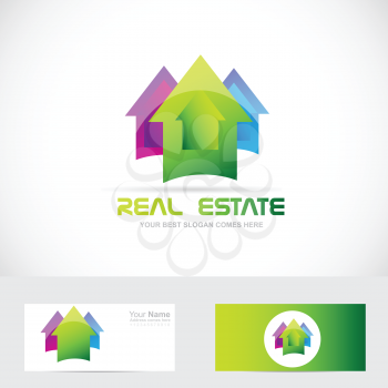 Vector company logo icon element template house real estate residential colors