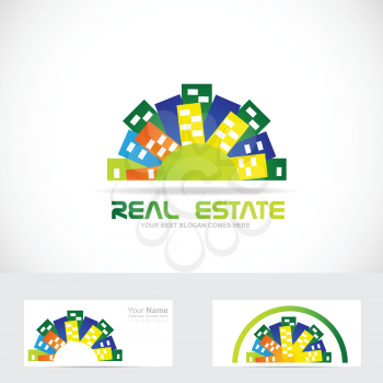 Vector company logo icon element template city buildings real estate