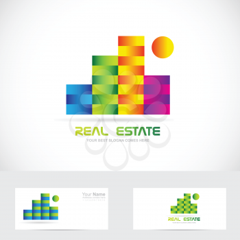 Vector company logo icon element template real estate colors buildings abstract