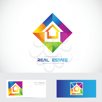 Vector company logo icon element template real estate house colors 