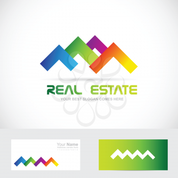 Vector company logo icon element template real estate house colors