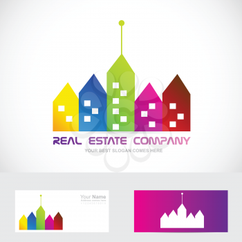 Vector company logo icon element template real estate colors residential