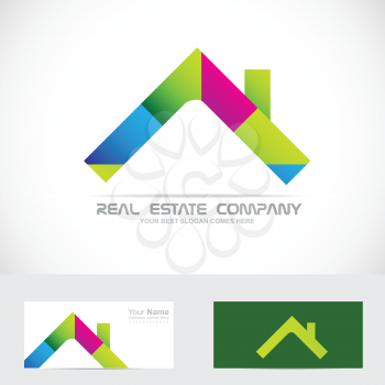 Vector company logo icon element template real estate house colors roof 